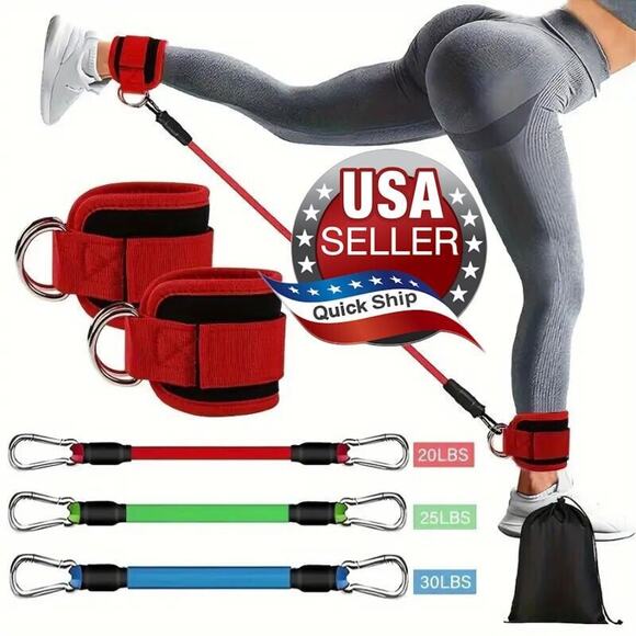 6pcs Ankle Resistance Bands •Working Out Leg & Butt Training Ankle Straps •Cuffs - Picture 1 of 8